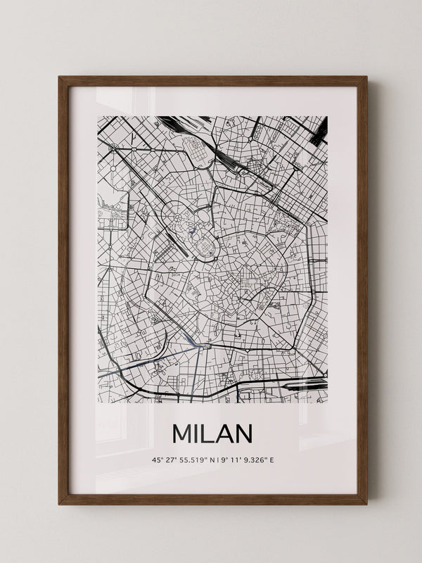 Mailand Stadtplan minimalistisch