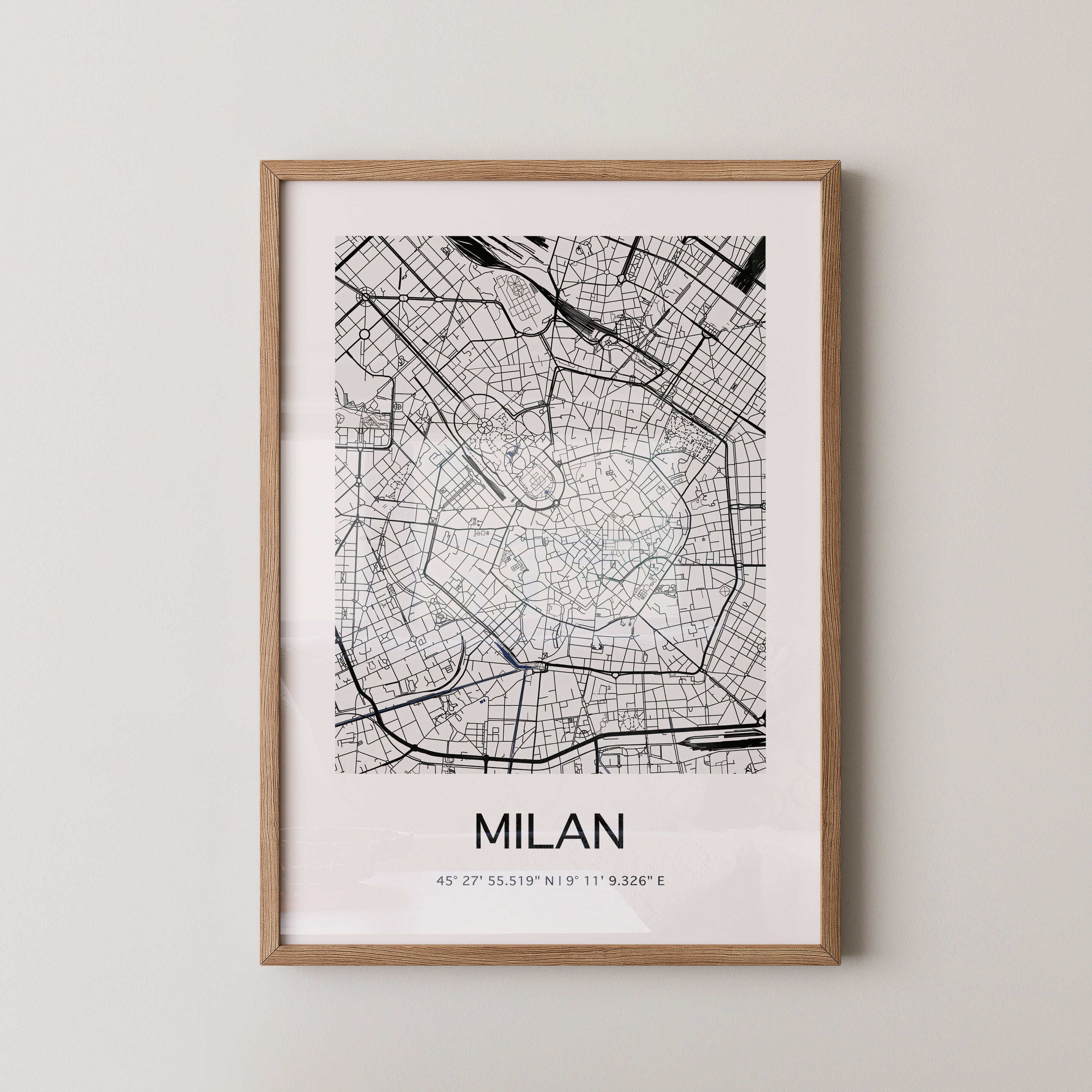 Mailand Stadtplan minimalistisch