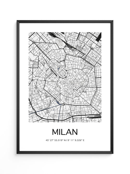 Mailand Stadtplan minimalistisch