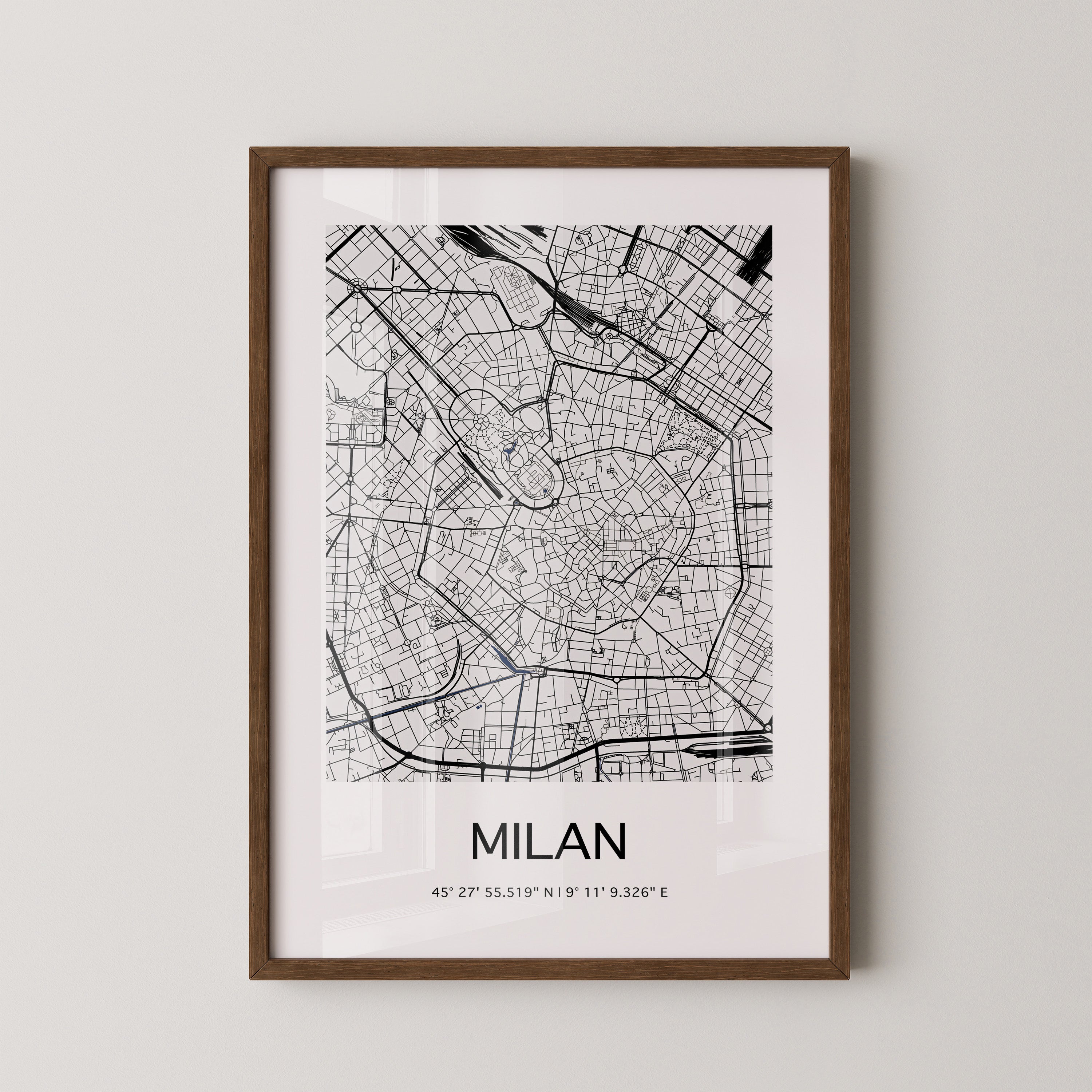 Mailand Stadtplan minimalistisch