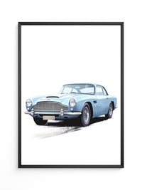 Klassiker auf Rädern – Blauer Oldtimer-Illustration