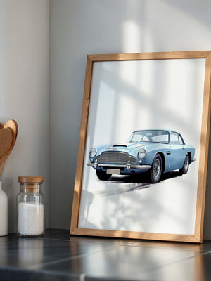 Klassiker auf Rädern – Blauer Oldtimer-Illustration