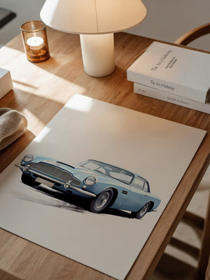 Klassiker auf Rädern – Blauer Oldtimer-Illustration