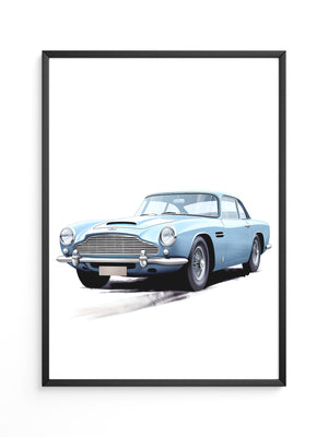 Klassiker auf Rädern – Blauer Oldtimer-Illustration
