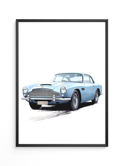 Klassiker auf Rädern – Blauer Oldtimer-Illustration