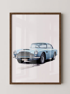 Klassiker auf Rädern – Blauer Oldtimer-Illustration