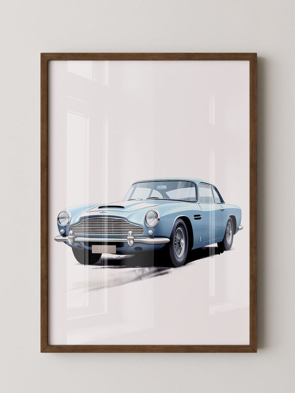 Klassiker auf Rädern – Blauer Oldtimer-Illustration