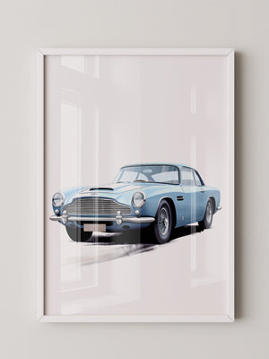 Klassiker auf Rädern – Blauer Oldtimer-Illustration
