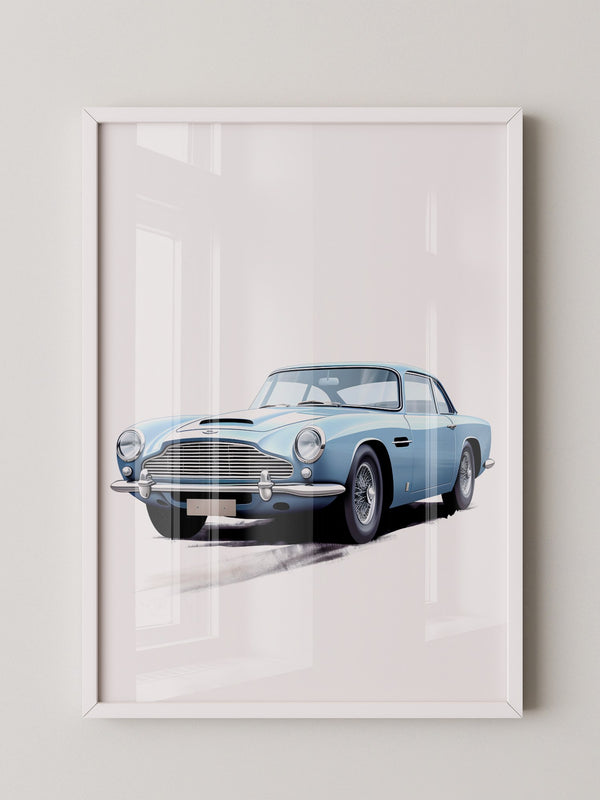 Klassiker auf Rädern – Blauer Oldtimer-Illustration