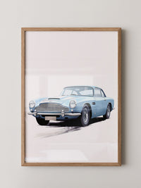 Klassiker auf Rädern – Blauer Oldtimer-Illustration