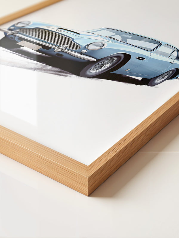 Klassiker auf Rädern – Blauer Oldtimer-Illustration