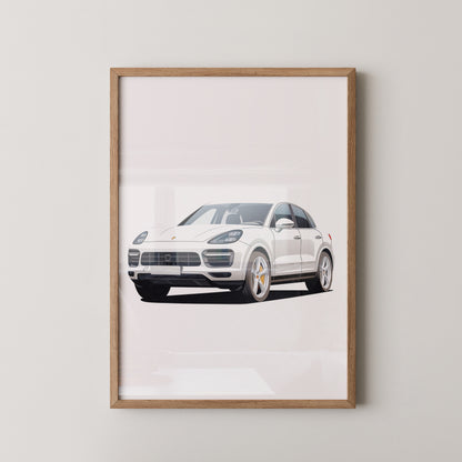 Porsche weiß modern Illustration