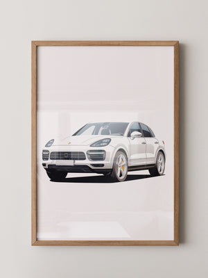 Porsche weiß modern Illustration