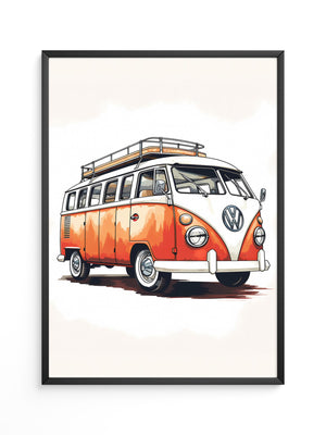 Retro Bulli Aquarell Look