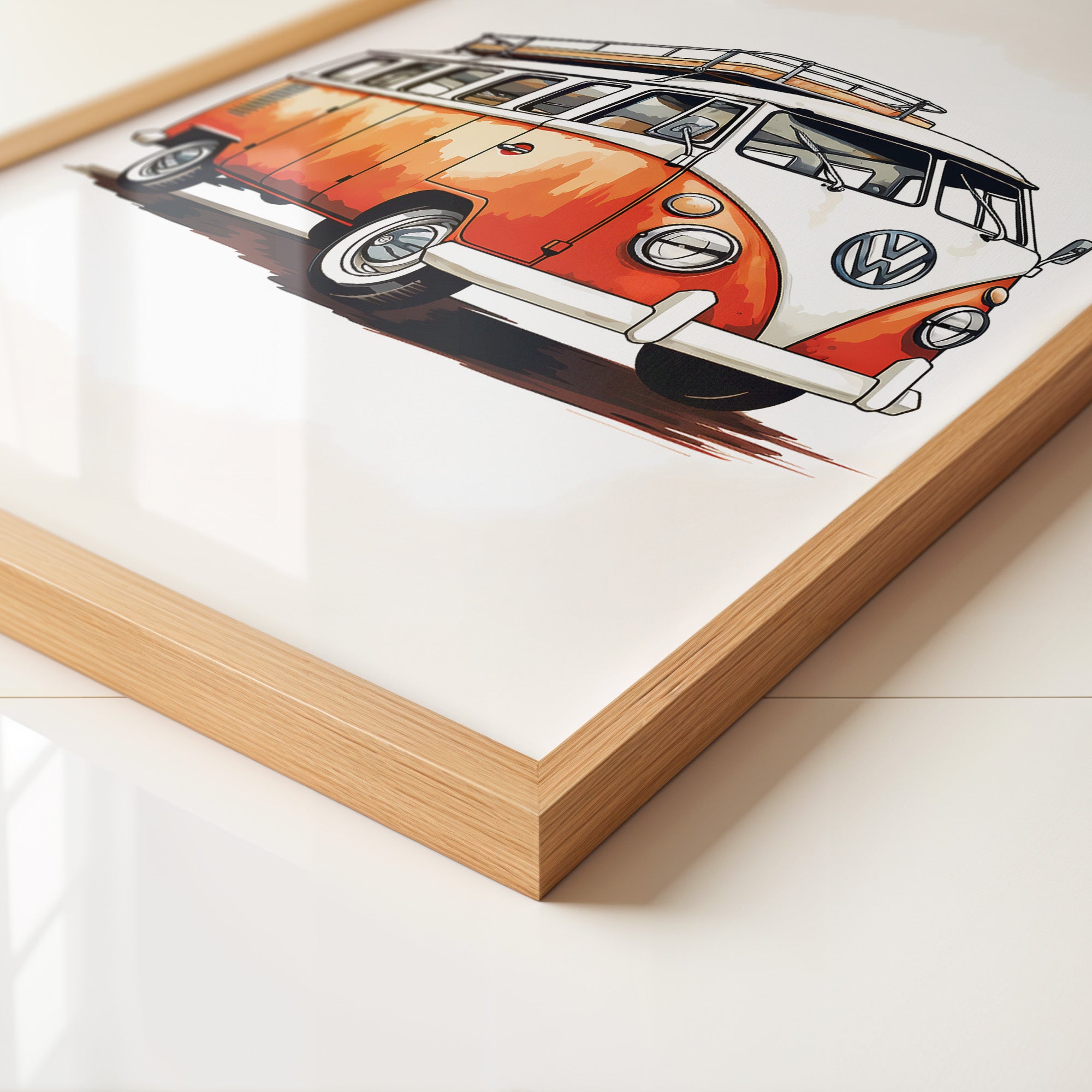 Retro Bulli Aquarell Look