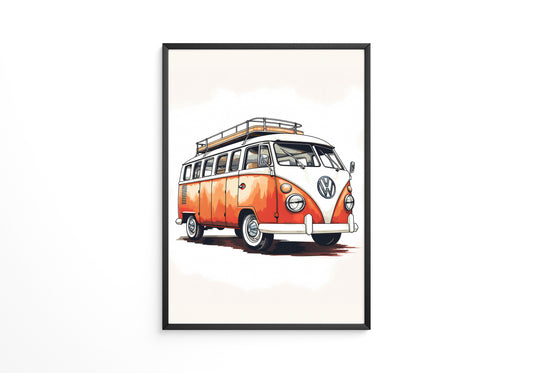 Retro Bulli Aquarell Look