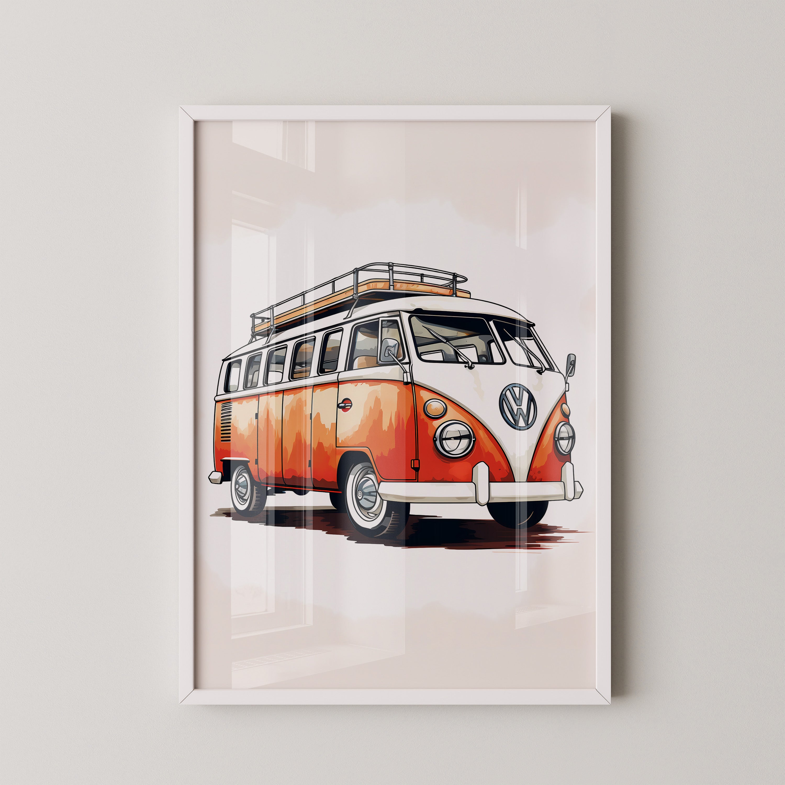 Retro Bulli Aquarell Look