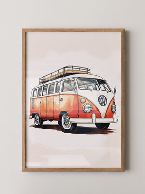 Retro Bulli Aquarell Look