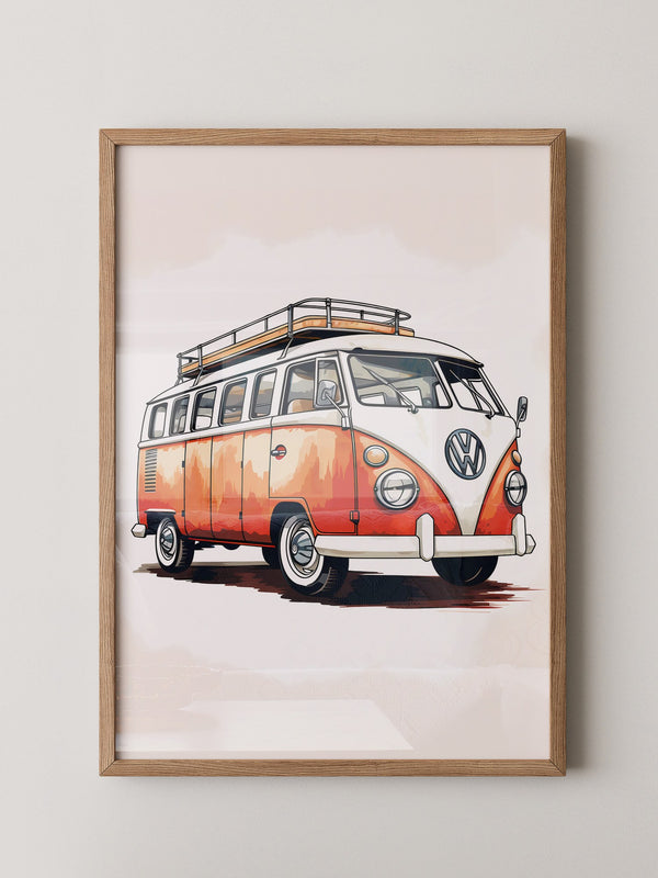 Retro Bulli Aquarell Look