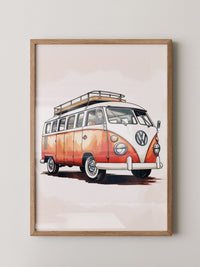 Retro Bulli Aquarell Look