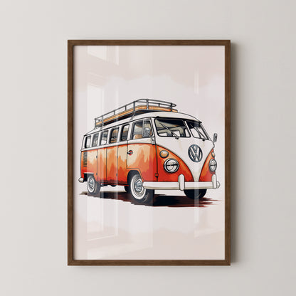 Retro Bulli Aquarell Look
