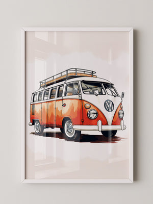 Retro Bulli Aquarell Look