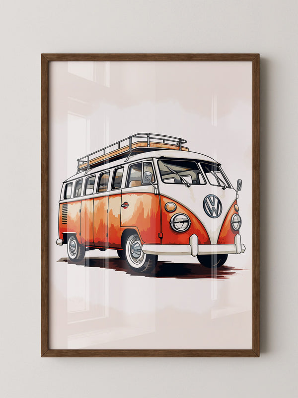 Retro Bulli Aquarell Look