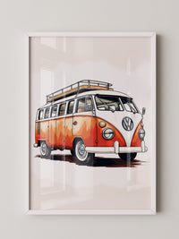 Retro Bulli Aquarell Look