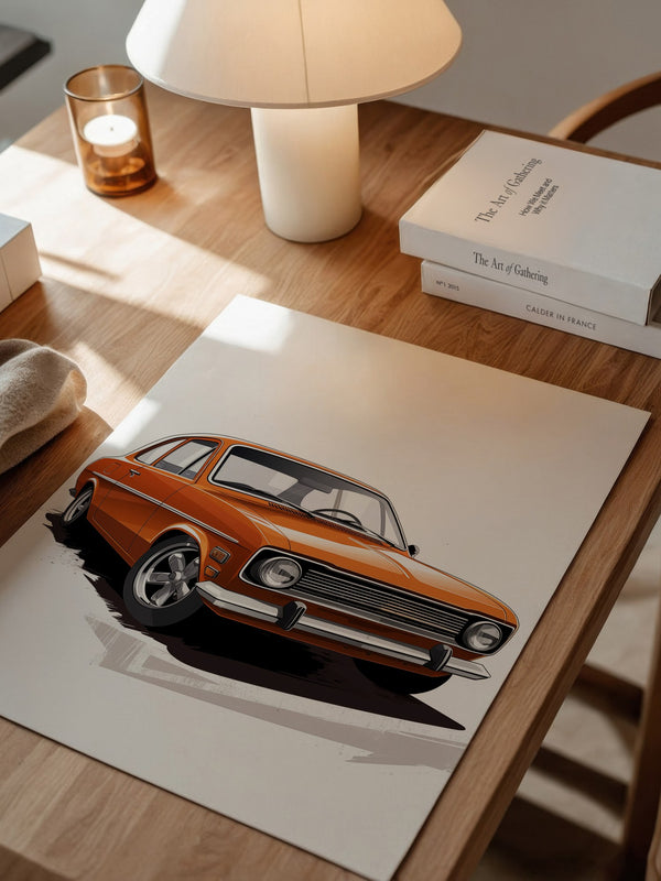 Retro Auto orange Illustration