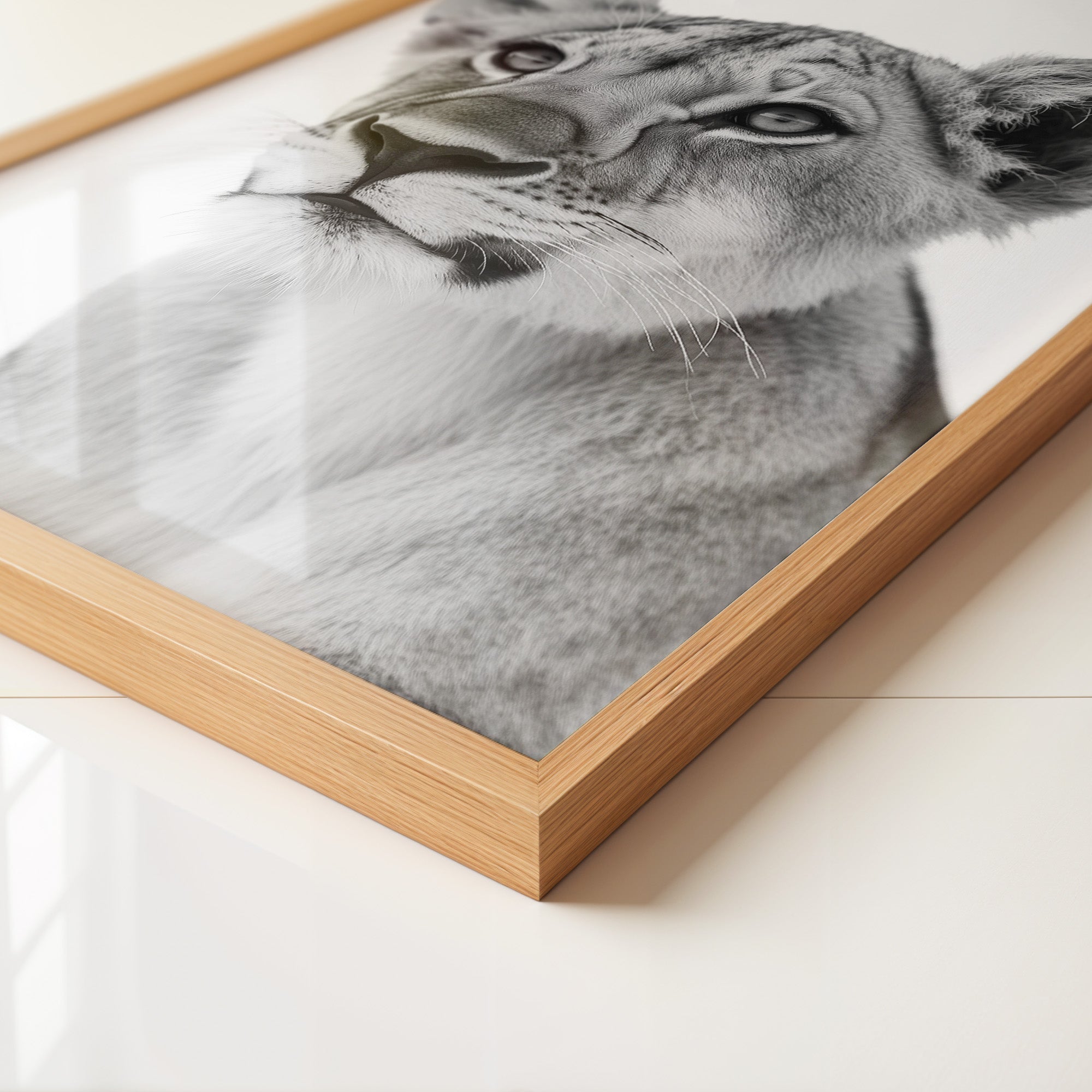 Löwenjunges Schwarzweiß Nahaufnahme