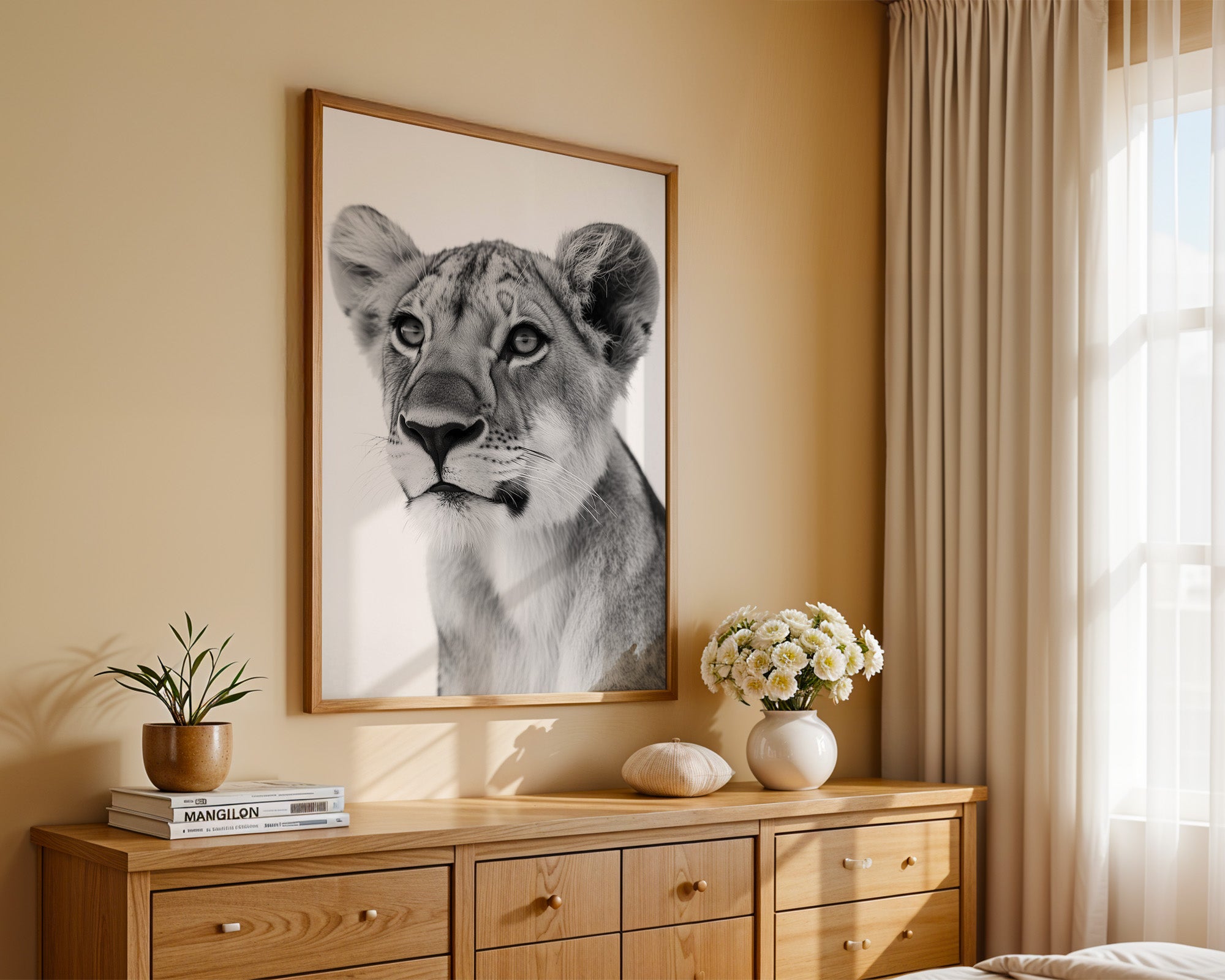 Löwenjunges Schwarzweiß Nahaufnahme