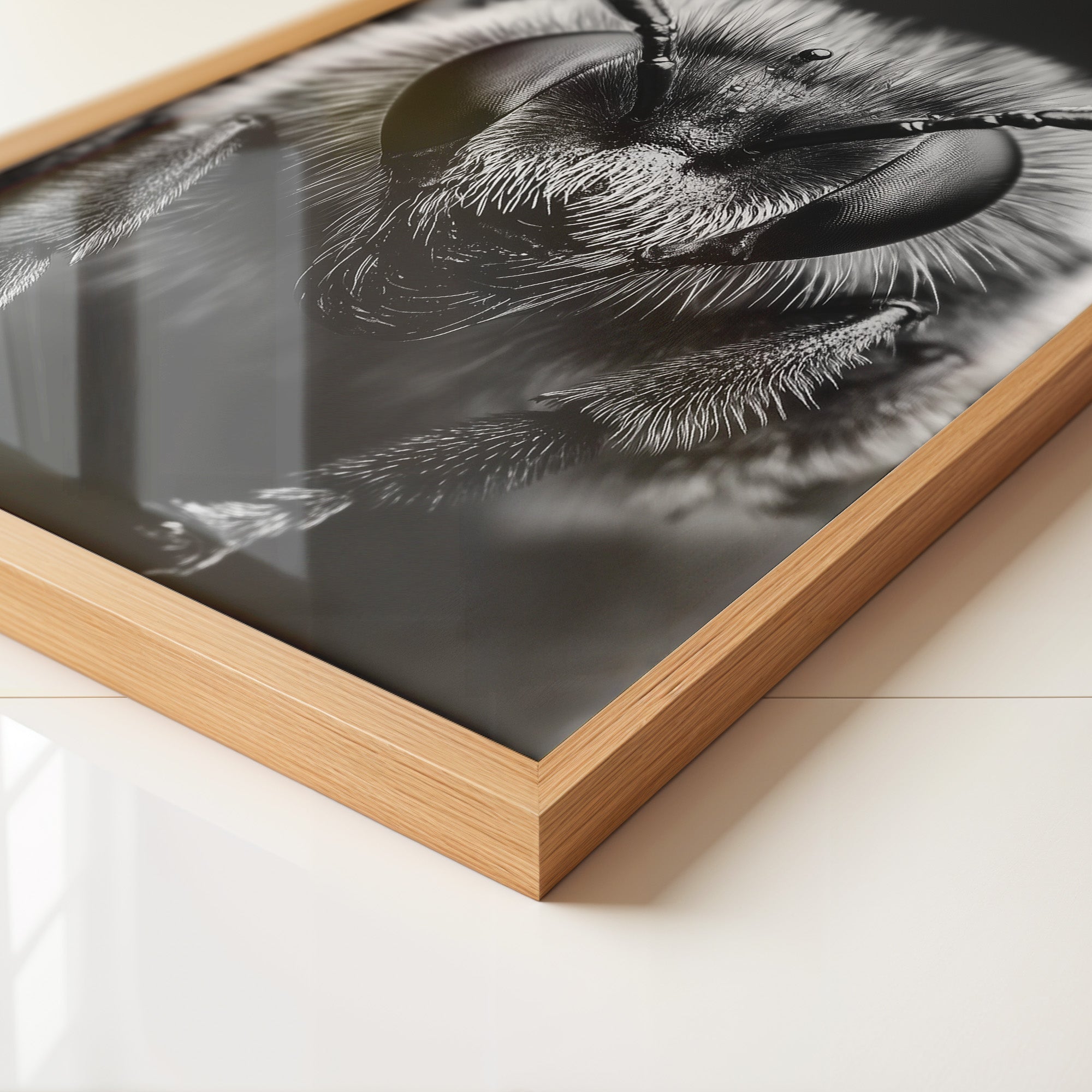 Biene Makro Schwarzweiß