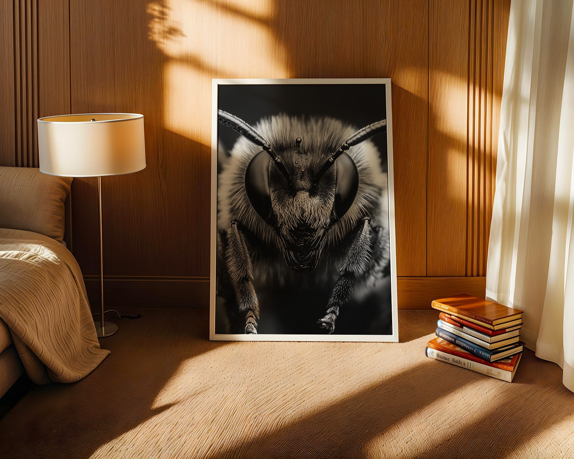 Biene Makro Schwarzweiß