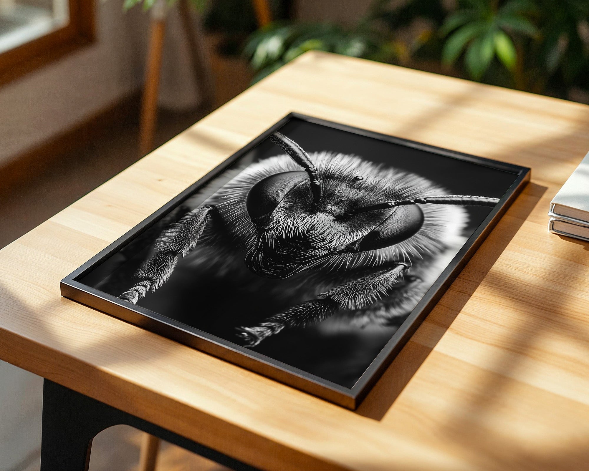 Biene Makro Schwarzweiß