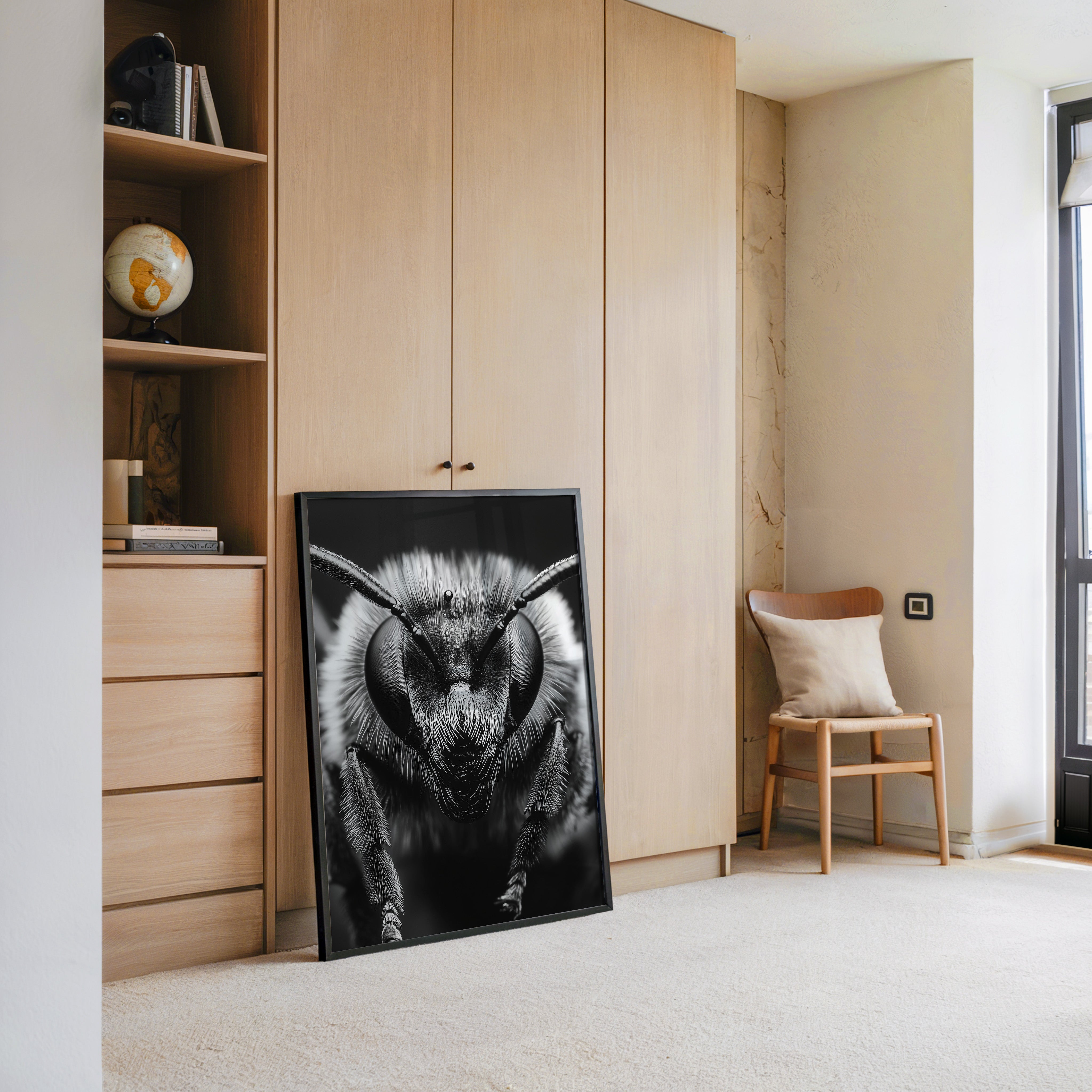 Biene Makro Schwarzweiß