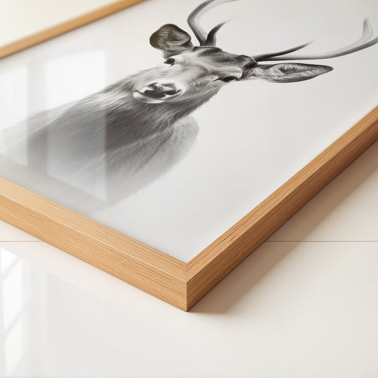 Hirsch Porträt Schwarzweiß