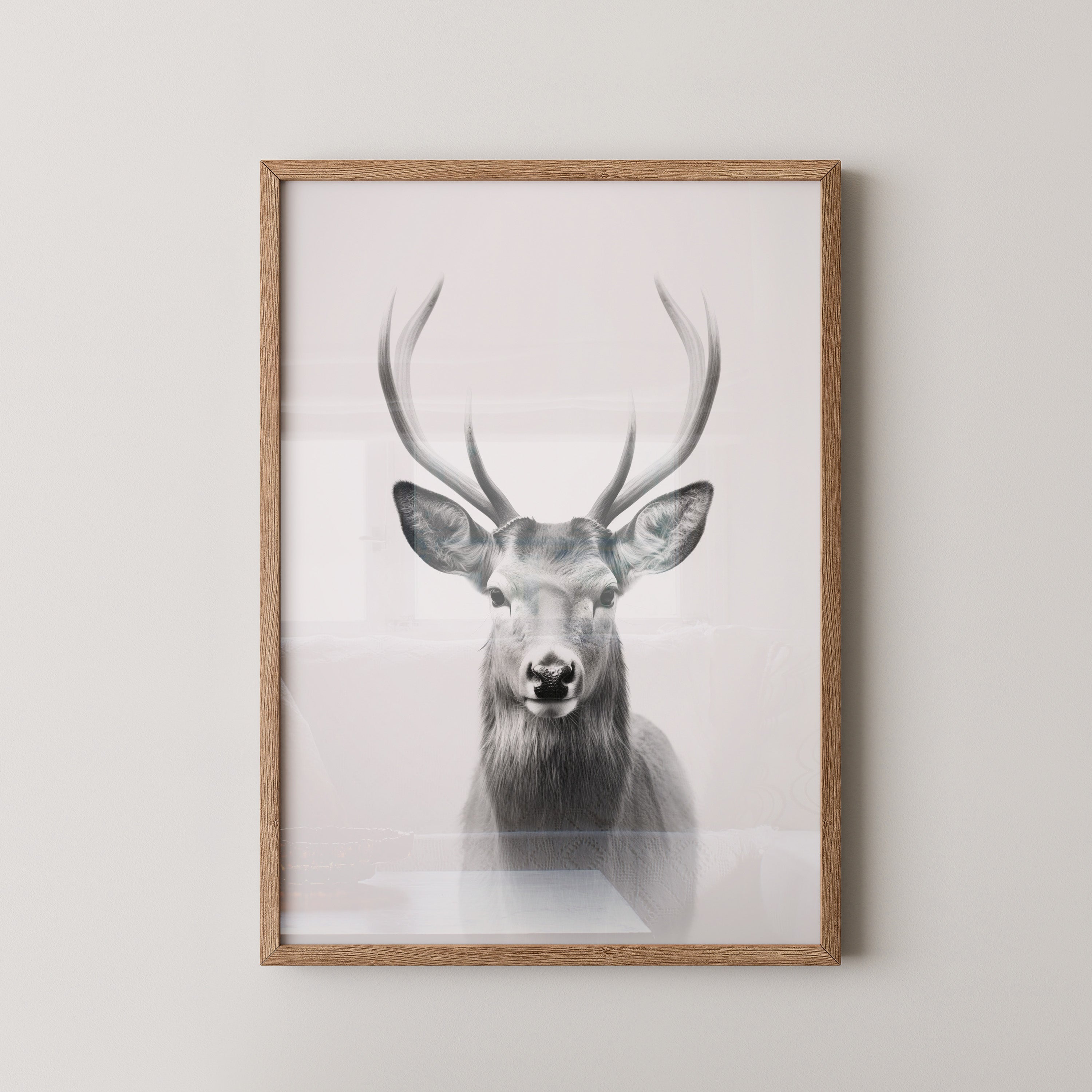 Hirsch Porträt Schwarzweiß