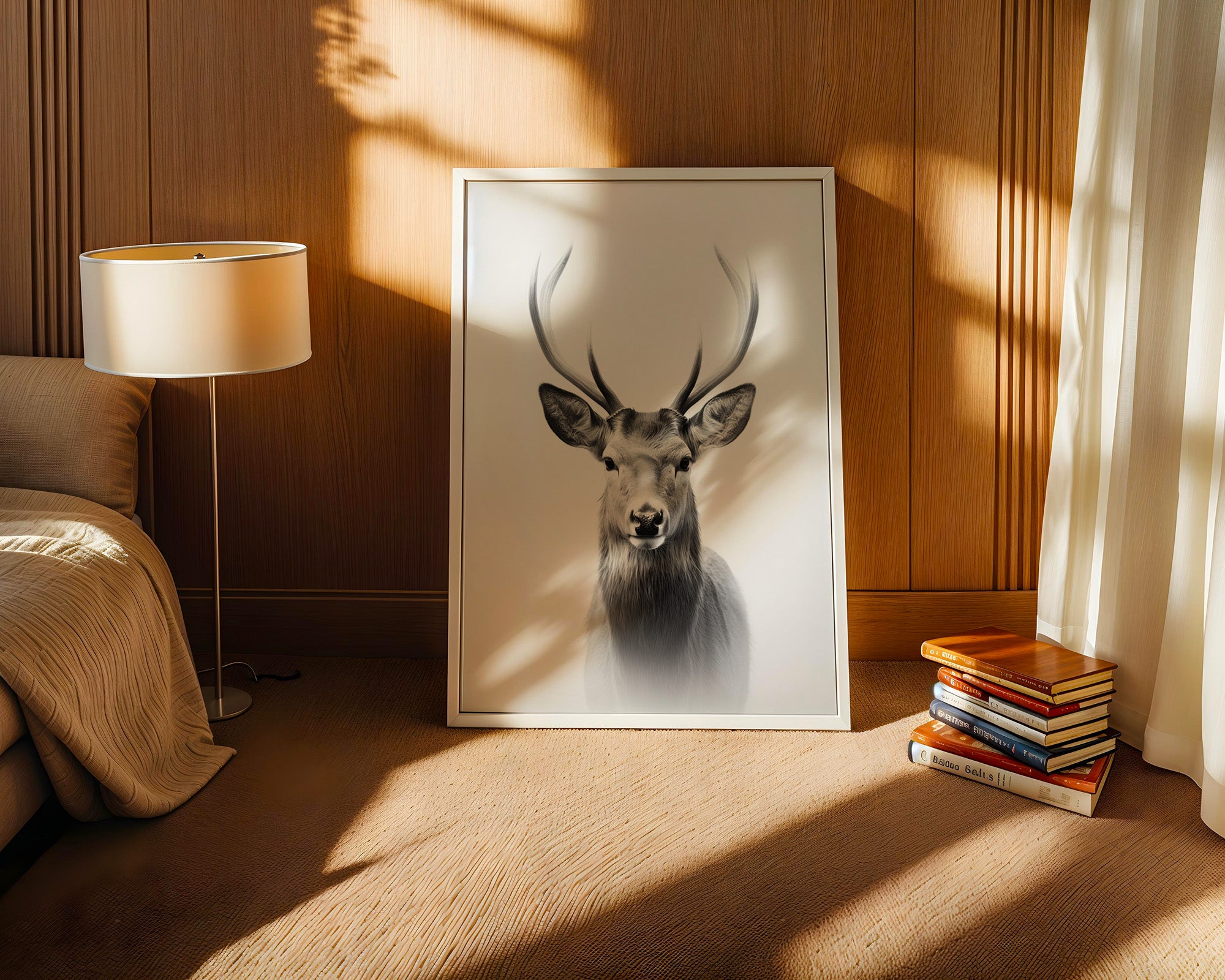 Hirsch Porträt Schwarzweiß