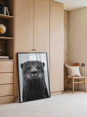 Otter Porträt Schwarzweiß