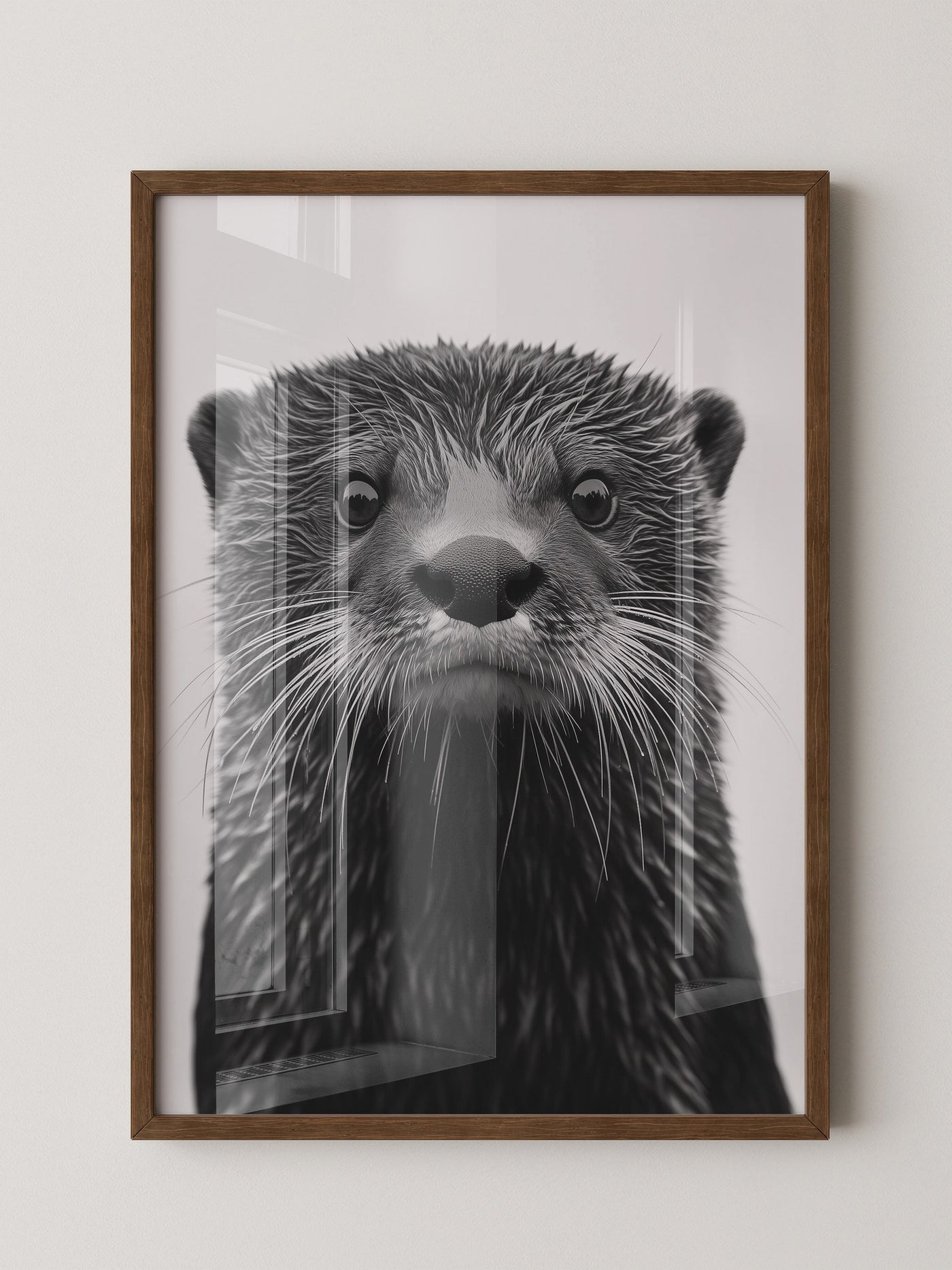 Otter Porträt Schwarzweiß