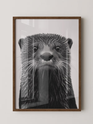 Otter Porträt Schwarzweiß
