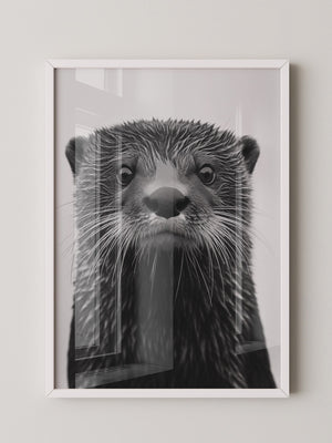 Otter Porträt Schwarzweiß