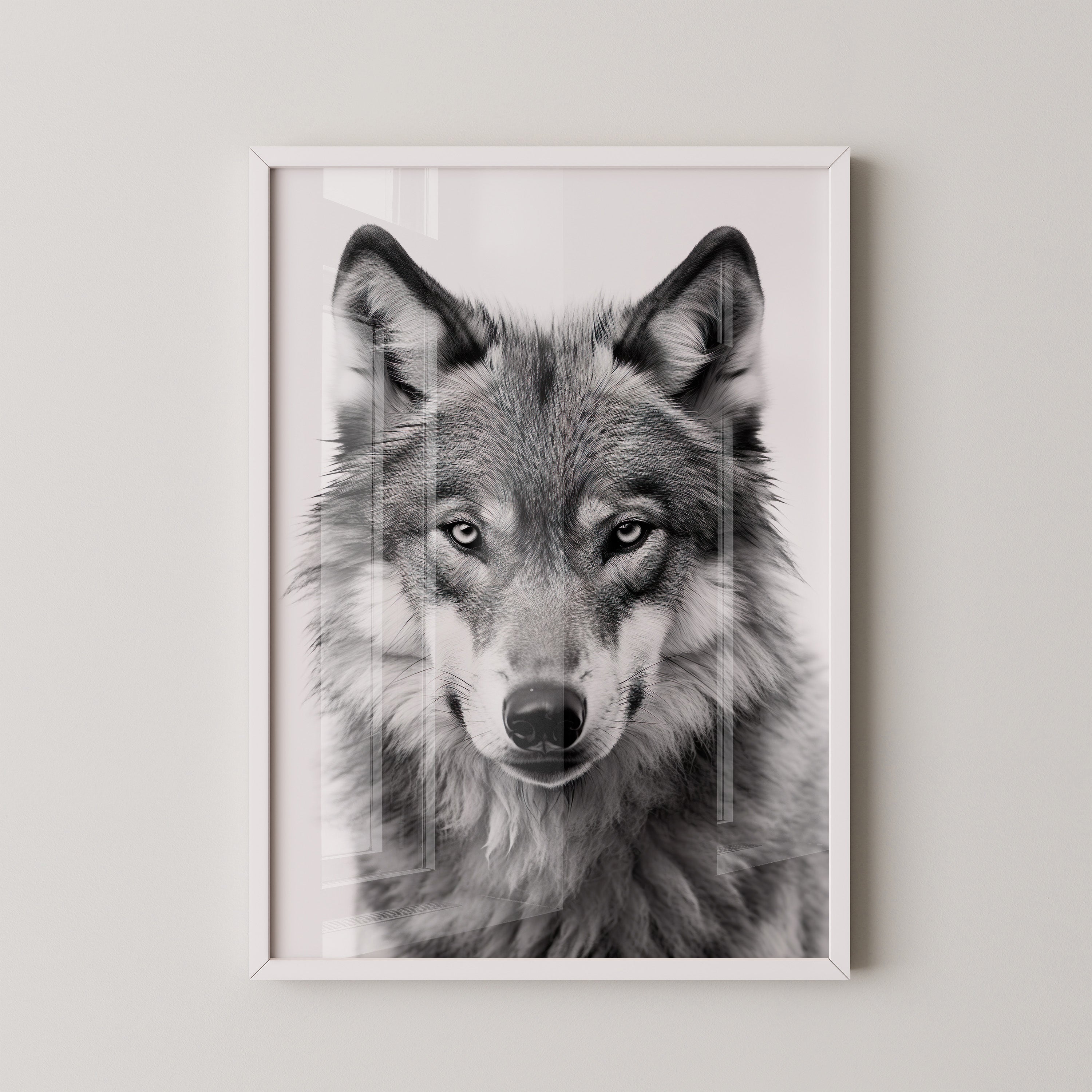 Wolf Porträt Nahaufnahme S/W