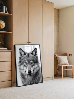 Wolf Porträt Nahaufnahme S/W