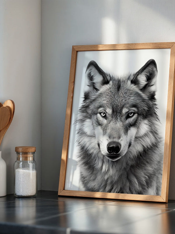 Wolf Porträt Nahaufnahme S/W