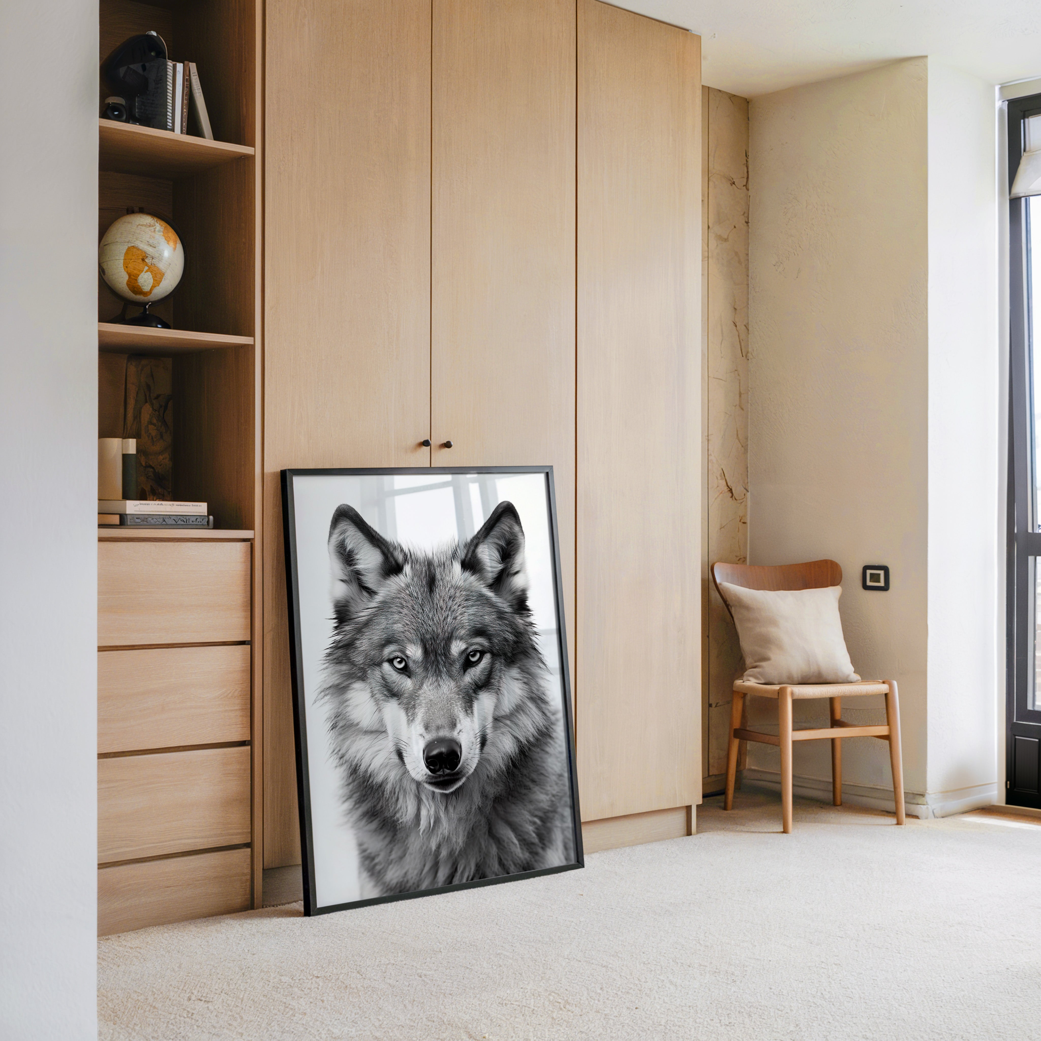 Wolf Porträt Nahaufnahme S/W