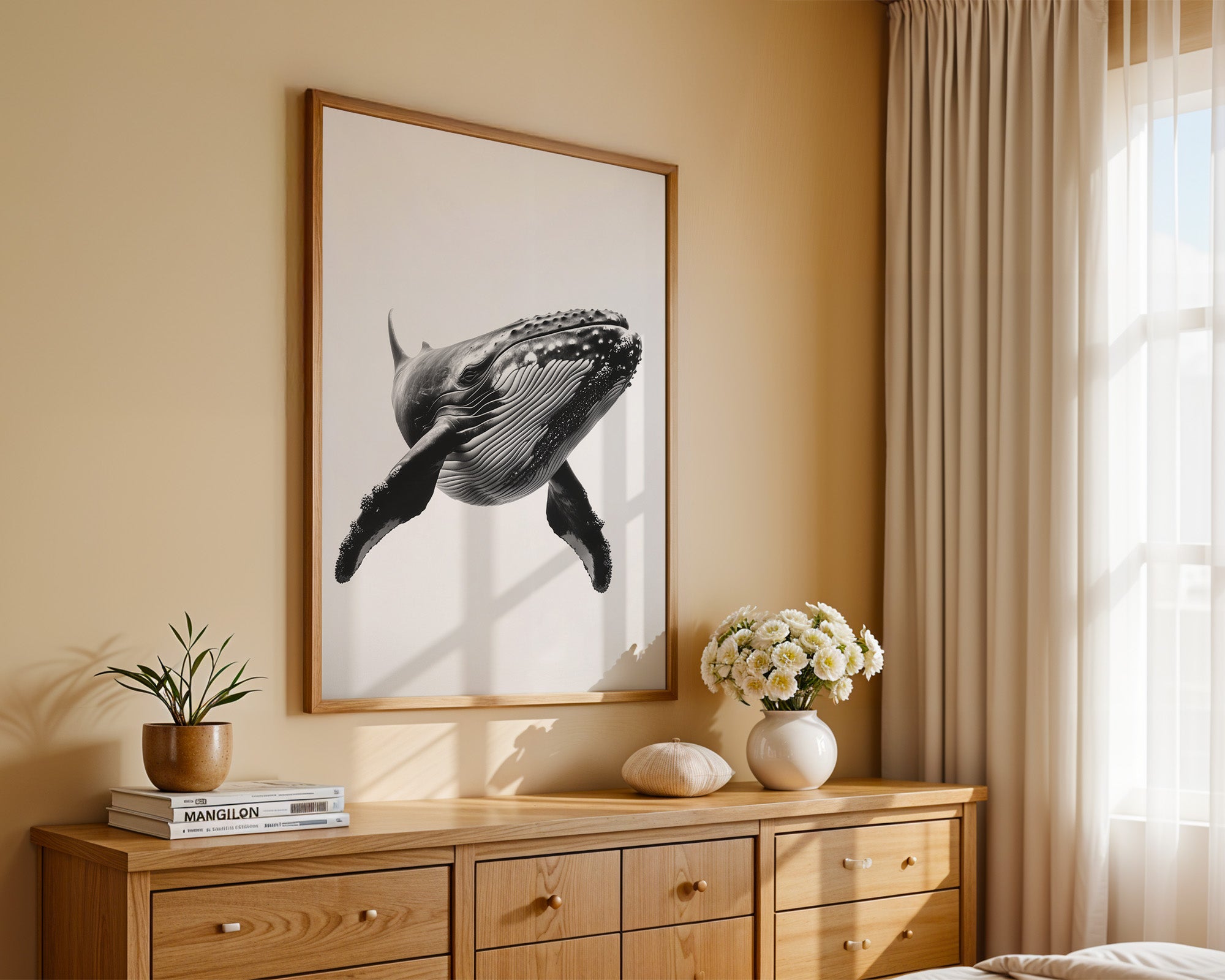 Buckelwal Nahaufnahme S/W