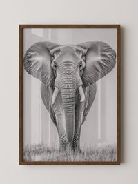 Elefant Frontalansicht schwarz-weiß