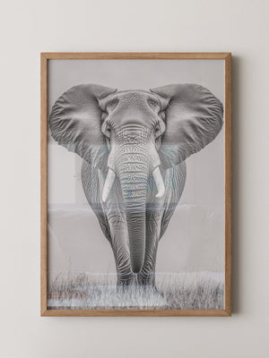 Elefant Frontalansicht schwarz-weiß
