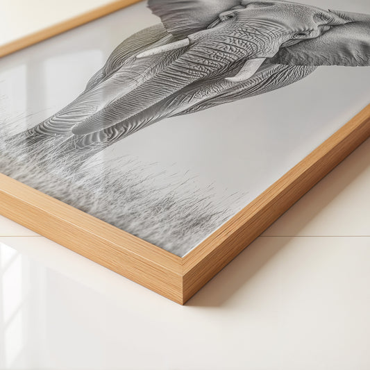 Elefant Frontalansicht schwarz-weiß